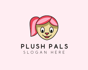 Hair Girl Cartoon logo design