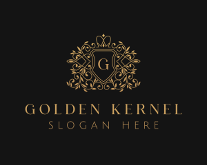 Gold Crown Shield logo design