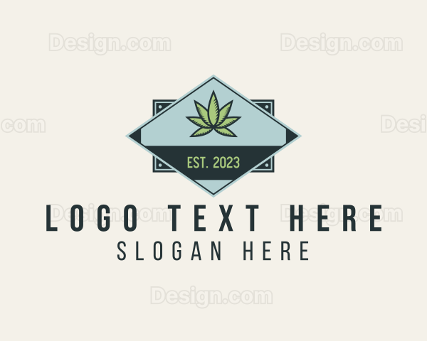 Retro Cannabis Leaf Badge Logo