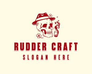 Hipster Skull Bar logo design