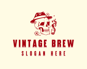 Hipster Skull Bar logo design