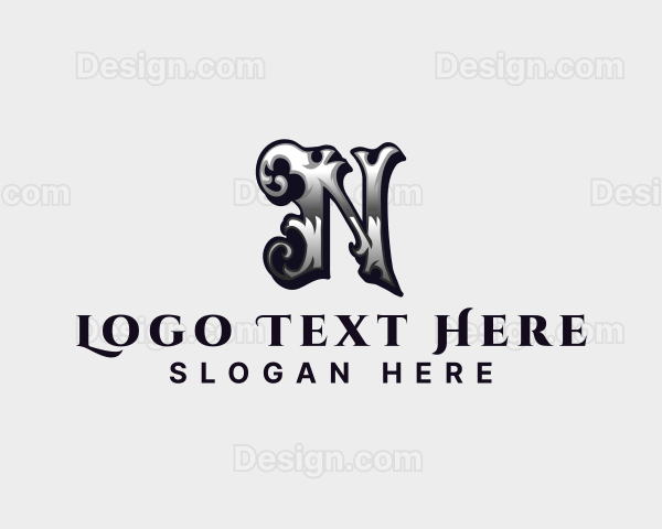 Antique Metal Fabrication Letter N Logo