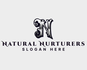 Antique Metal Fabrication Letter N logo design