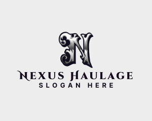 Antique Metal Fabrication Letter N logo design