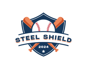 Baseball Bat Shield logo design