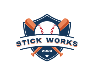 Baseball Bat Shield logo design