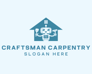 Robot Carpenter Handyman Tools  logo design