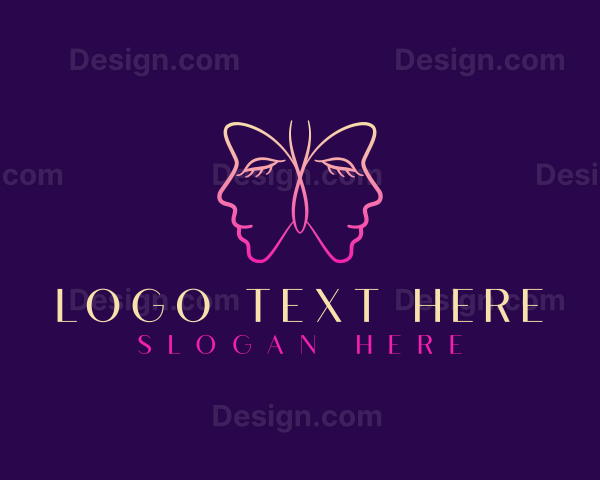 Woman Butterfly Face Logo