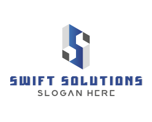 Cube Digital Technology Letter S logo design