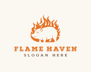 Pork Flame Grill  logo design