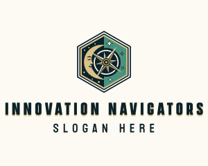 Moon Compass Navigation logo design