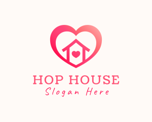 Love House Heart logo design