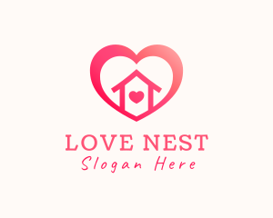 Love House Heart logo design