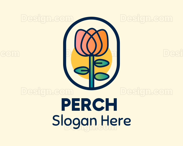 Tulip Flower Plant Badge Logo