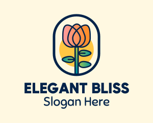 Tulip Flower Plant Badge Logo