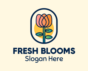 Tulip Flower Plant Badge logo design