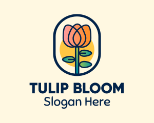 Tulip Flower Plant Badge logo design