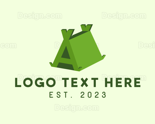 Green Tent Letter A Logo