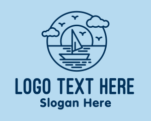 Sailing Ocean Boat Yacht logo design