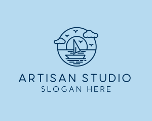 Sailing Ocean Boat Yacht logo design