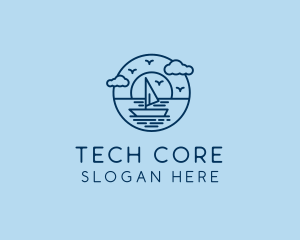 Sailing Ocean Boat Yacht logo design