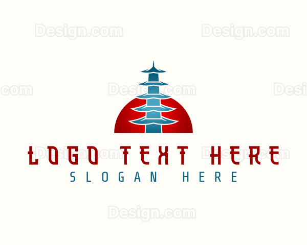 Pagoda Temple Architecture Logo