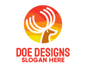 Sun Deer Antlers logo design