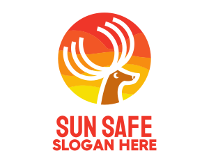 Sun Deer Antlers logo design