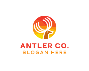 Sun Deer Antlers logo design