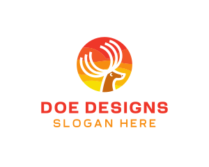 Sun Deer Antlers logo design