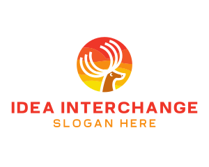 Sun Deer Antlers logo design