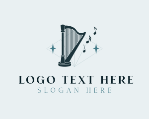 Rhythm - Harp Music Instrument logo design