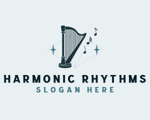 Harp Music Instrument logo design