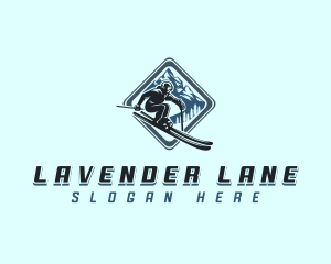 Mountain Snow Skiing Logo