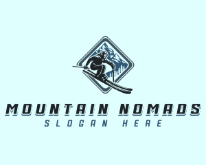 Mountain Snow Skiing logo design