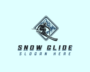 Mountain Snow Skiing logo design