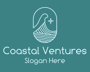 Beach Ocean Wave Star logo design