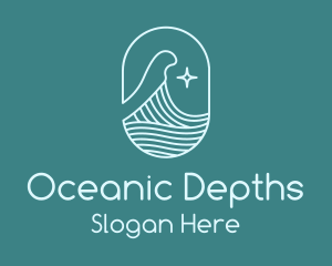 Beach Ocean Wave Star logo design