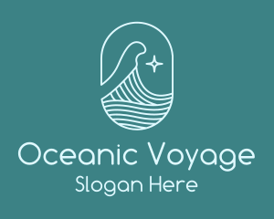 Beach Ocean Wave Star logo design