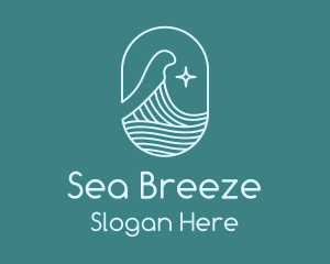 Beach Ocean Wave Star logo design