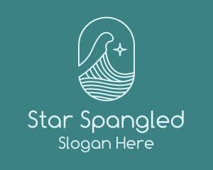 Beach Ocean Wave Star logo design