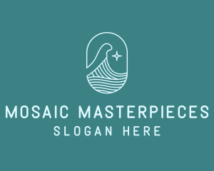 Beach Ocean Wave Star logo design