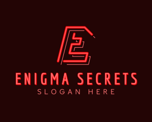 Neon Retro Game Letter E logo design