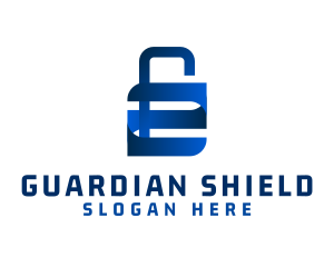 Blue Protection Padlock logo design