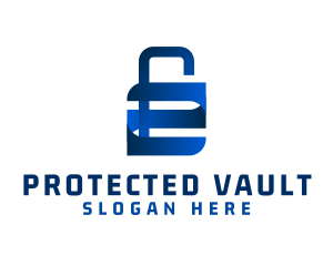 Blue Protection Padlock logo design