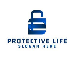 Blue Protection Padlock logo design