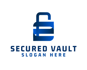 Blue Protection Padlock logo design