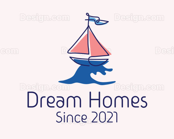 Nautical Sailboat Wave Logo
