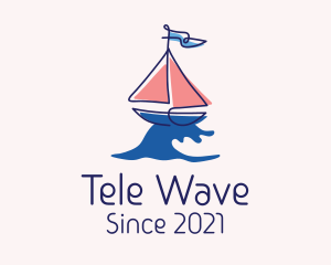 Nautical Sailboat Wave logo design