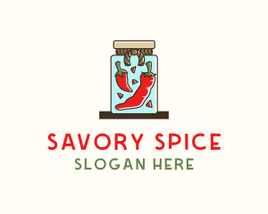 Chili Pepper Spice Jar logo design